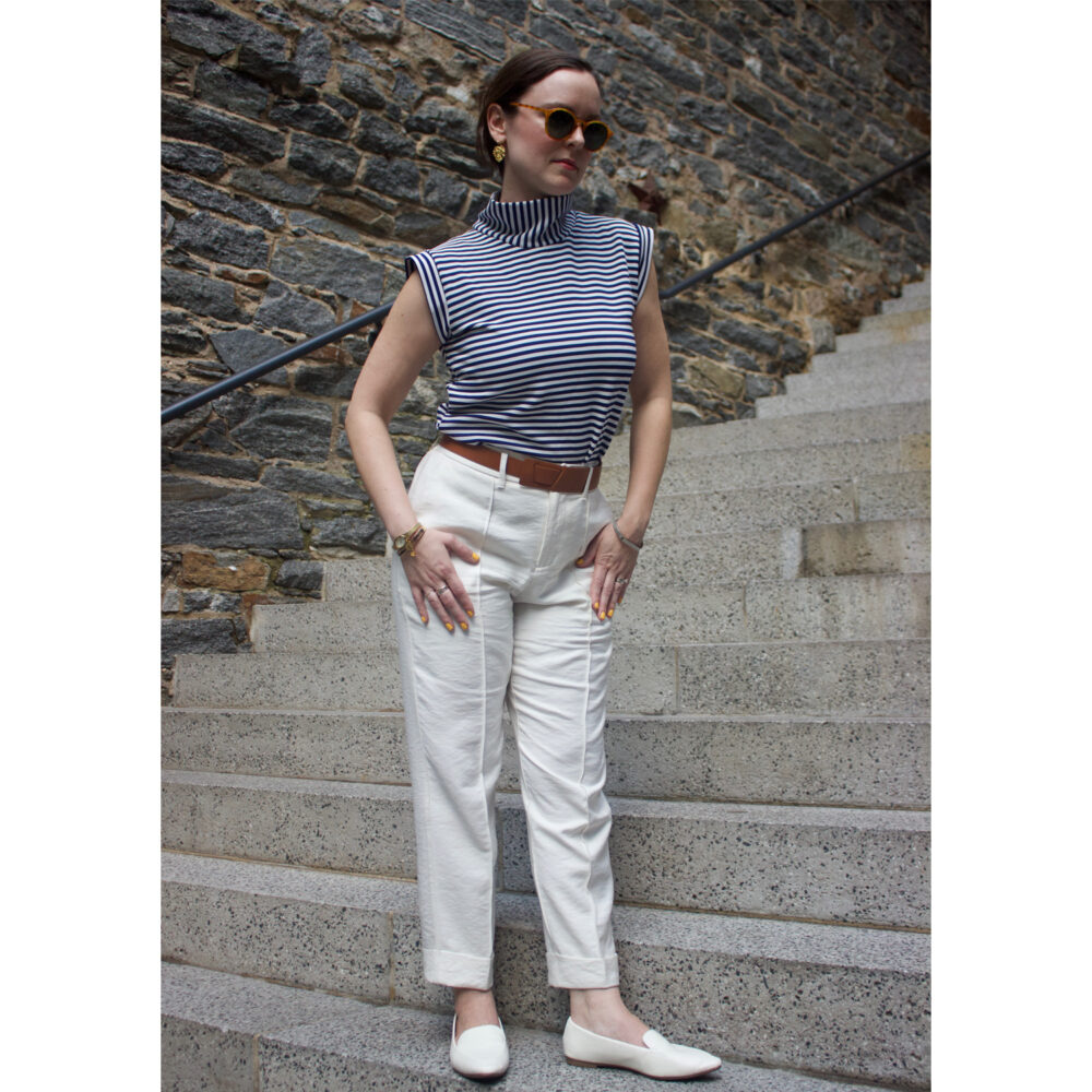 Turtle Neck Striped T-Shirt